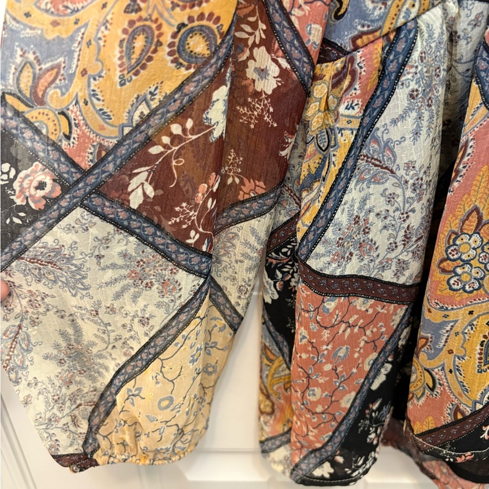 American Eagle Multicolored Patchwork Blouse Back… - image 4